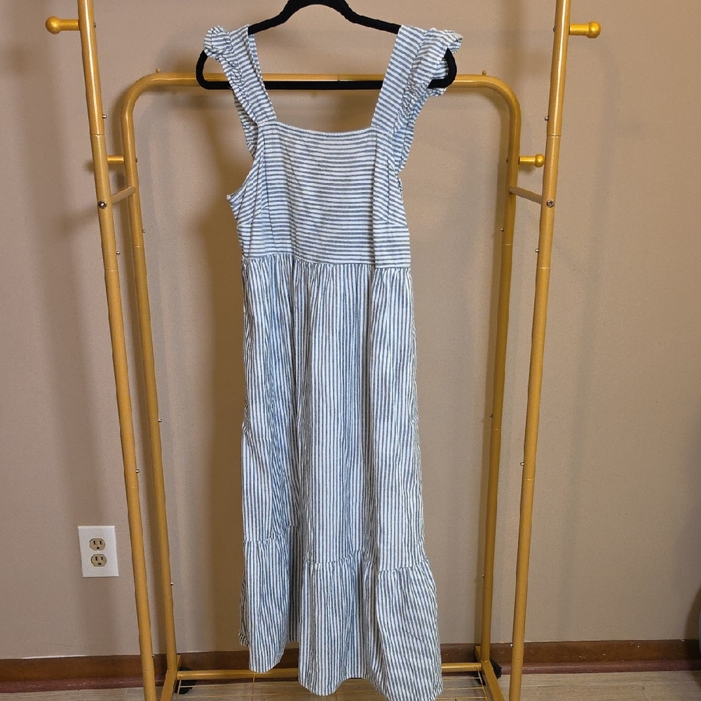 Universal Thread Blue and White Striped Sleeveless Dress - Picture 1 of 7